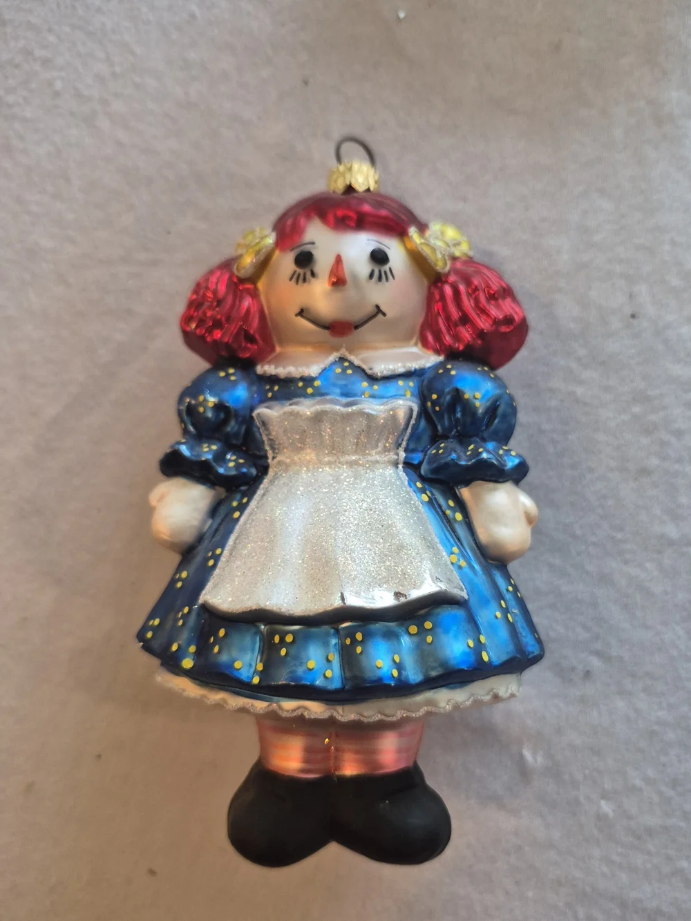 Vintage Raggedy Ann Glass Christmas Ornament Kurt Adler Polonaise Collectible